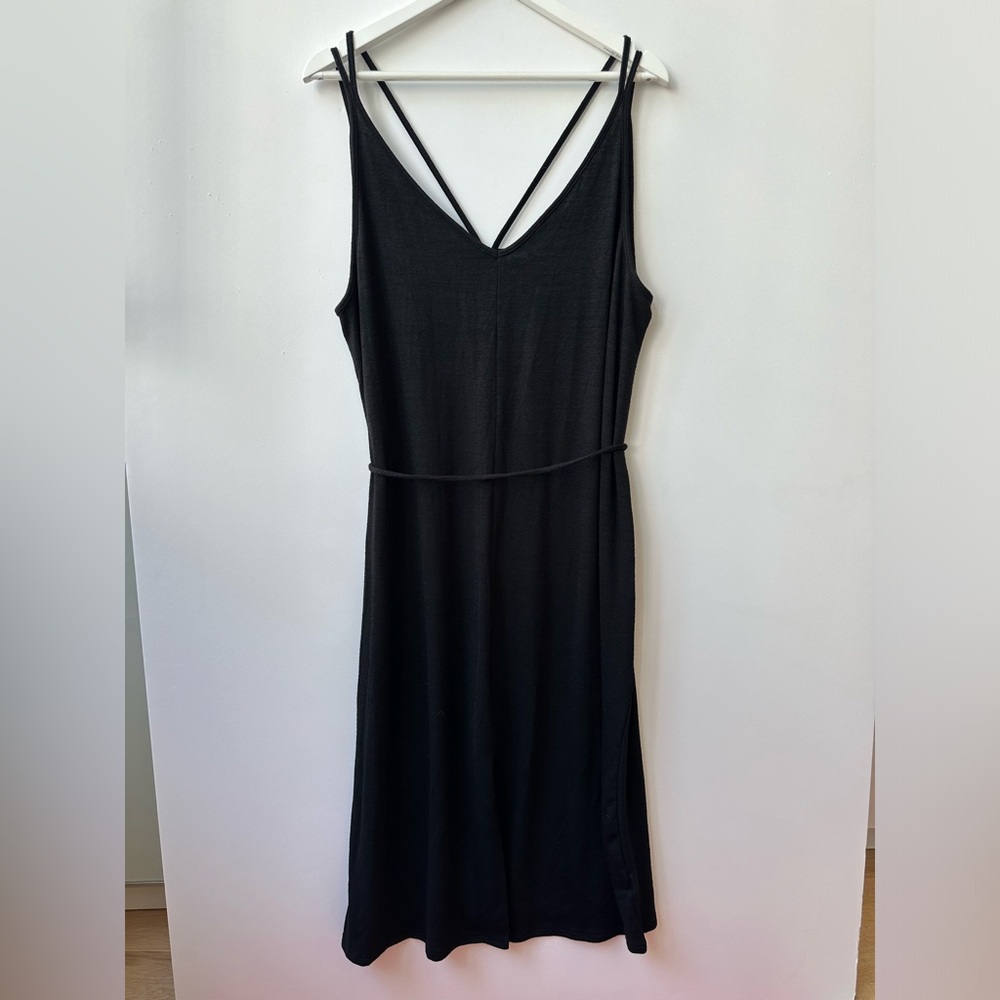 GAP - SLEEVELESS STRAPPY BELTED JERSEY KNIT TANK DRESS - TRUE BLACK - XL